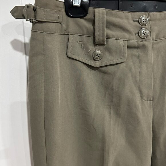 Larry Levine Womens Khaki Stretch Button Details Capri Pants Sz 10 Casual Comfy - Picture 4 of 8
